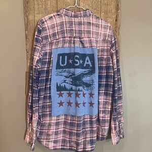 Patriotic Plaid Up-Cycled Shirt